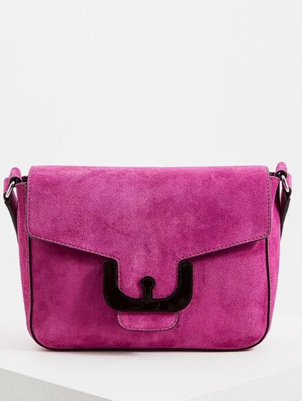 Coccinelle Cymka Ambrine Suede Shoulder Bag in Fuchsia